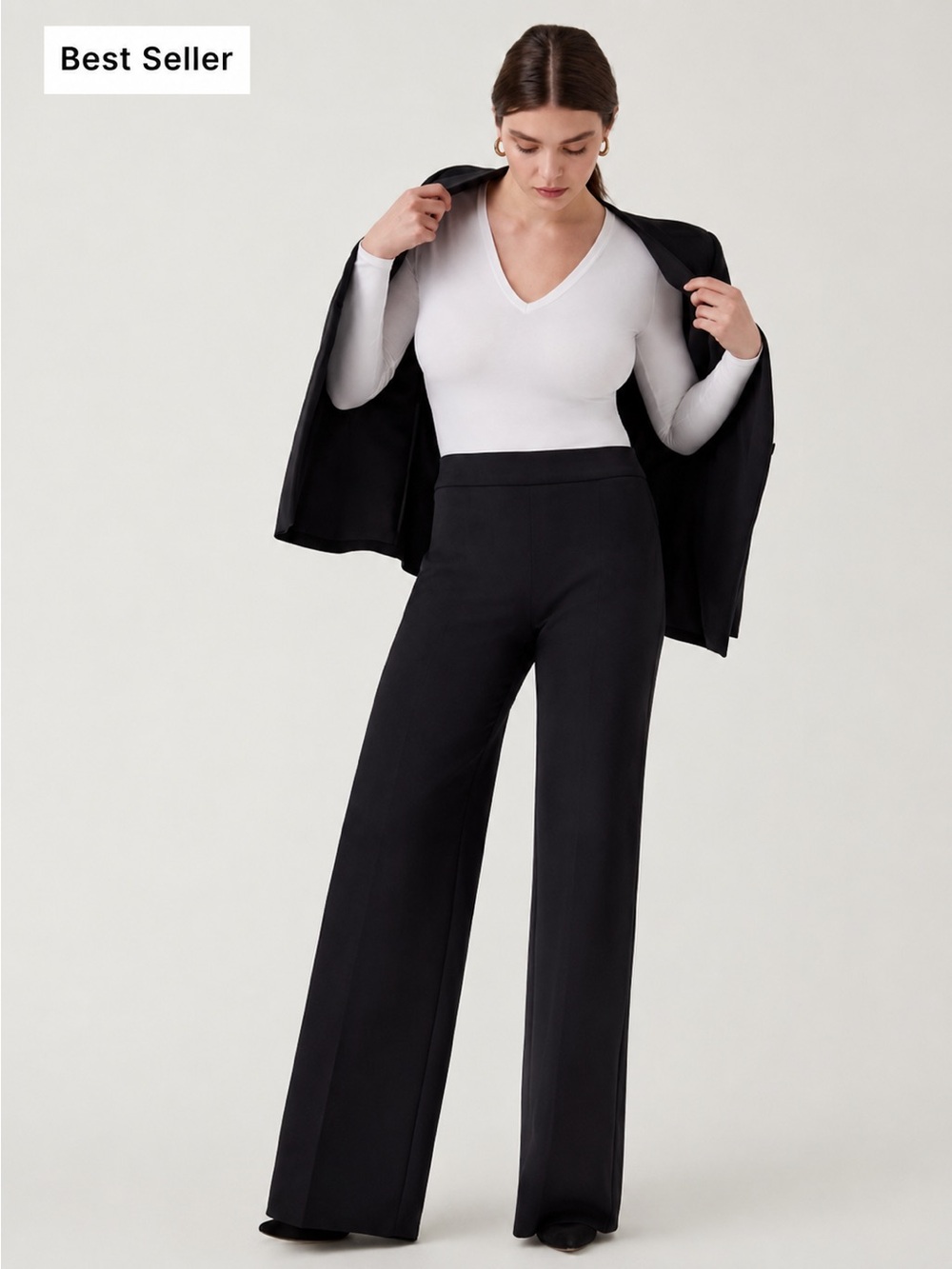 Spanx Super Smooth Perfect Fit Ponte Wide Leg Pant Size XL
